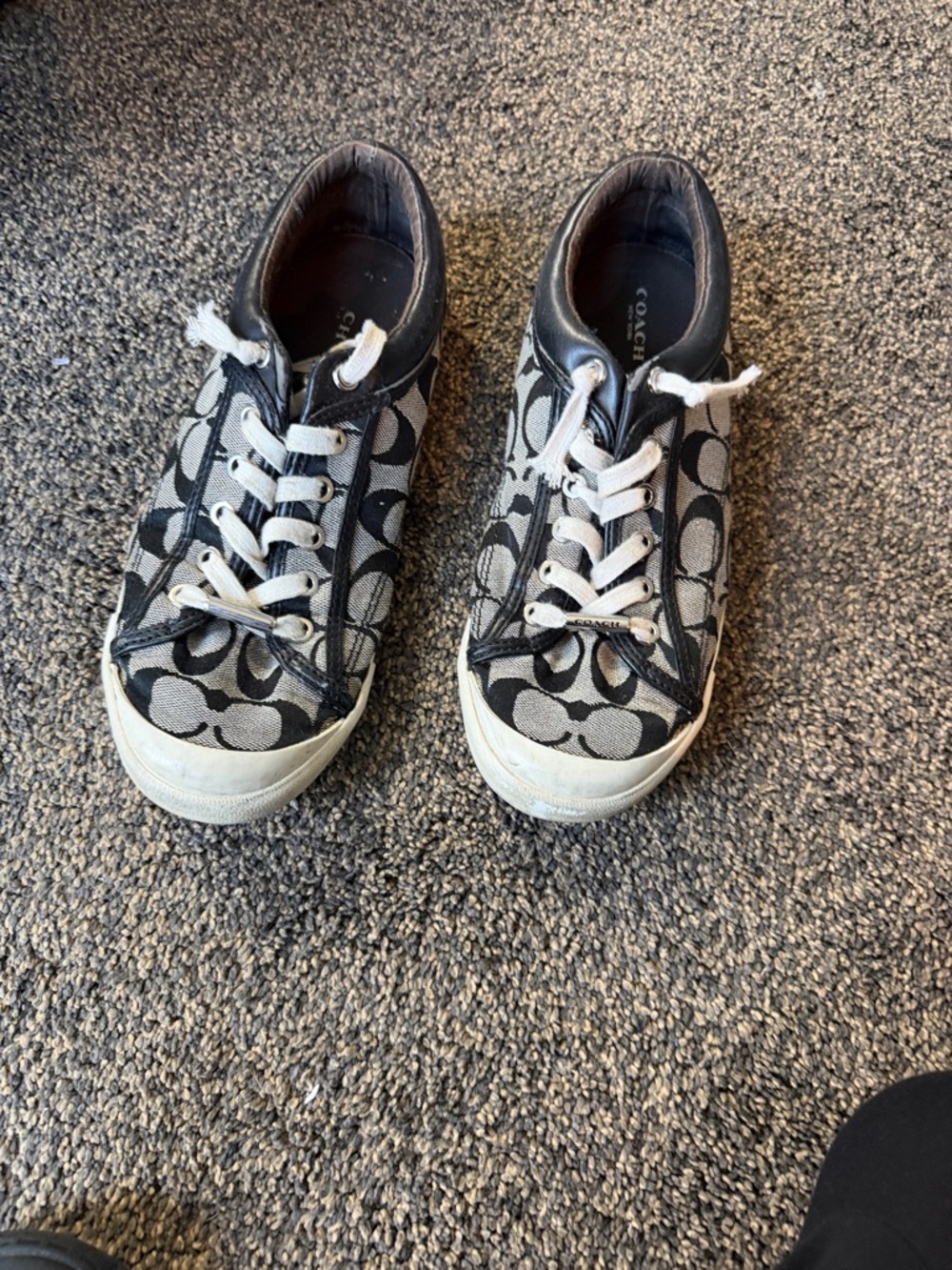 Coach Kids Gray and Black Signature Canvas Sneakers